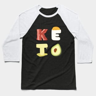 KETO Letters Bacon Egg Butter Avocado Healthy Fats Baseball T-Shirt